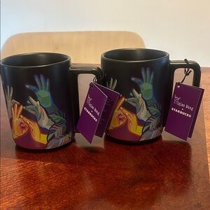 Starbucks Black Mug Set with Vibrant Hand Design